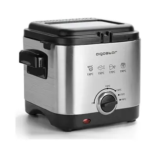 Aigostar 30IZD Fritteuse Einzeln 1,5 L Stand-alone 1000 W Heißluftfritteuse Schwarz, Edelstahl