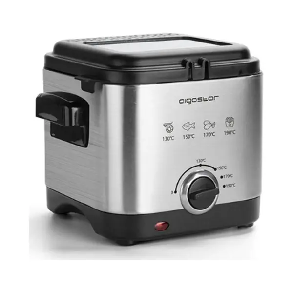 Aigostar 30IZD Fritteuse Einzeln 1,5 L Stand-alone 1000 W Heißluftfritteuse Schwarz, Edelstahl thumbnail