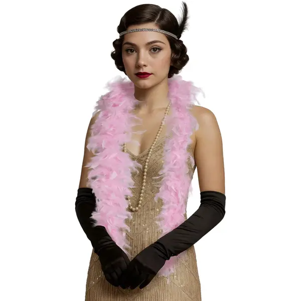 Fiestas Guirca Carnaval Verkleed Boa Met Veren - Roze - 80 Gram - Themafeest - Glitter And Glamour - Volume Veertjes thumbnail