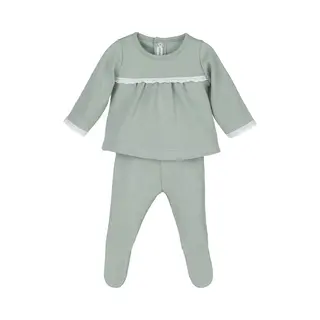 Calamaro baby Calamaro - Unisex - Newborn Baby Setje Met Kanten Randje - Mintgroen - Maat 56/62