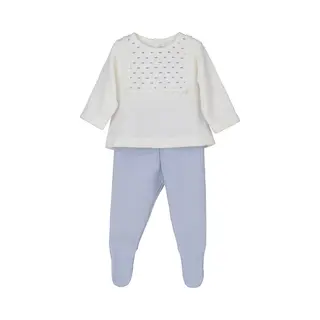 Calamaro baby Calamaro - Newborn Baby Setje Met Gestipt Venster - Blauw/wit - Maat 56/62