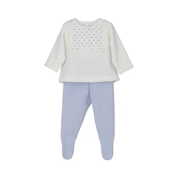 Calamaro baby Calamaro - Newborn Baby Setje Met Gestipt Venster - Blauw/wit - Maat 56/62 thumbnail