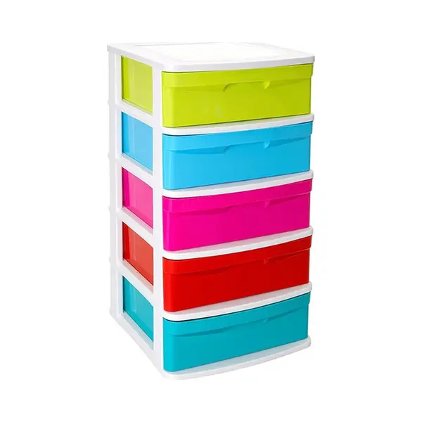 Plasticforte Ladeblok Met 5x Lades - Multi Kleuren - L40 X B39 X H81 Cm - Grote Lades Van 24 Liter thumbnail