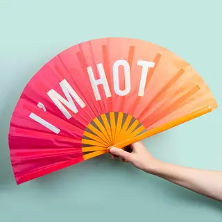 Fisura Large Folding Fan Original Fan With Large Lettering Xxl Compartments Foldable Bamboo Fan 64 X 33 Cm (Hot, Pink)