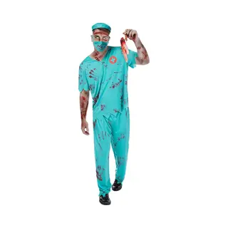 Funidelia Costume Of Zombie Surgeon For Men, Includes Pants, T-Shirt, Cap And Mask, Living Dead - Outfit For Adults For Parties, Carnival And