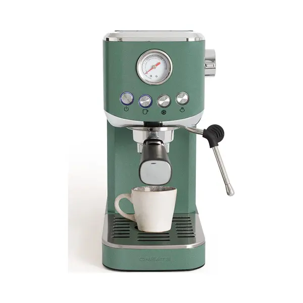 Create / Thera Classic Compact/Espressomaschine Salbeigrün / 20 Bar, Halbautomatik, Cold Brew Funktion, Doppelauslauf, 1.2L Tank, Für Gemahlenen thumbnail
