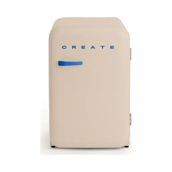 Create / Retro Fridge 83.5 Cobalt/Kühlschrank In Sand, Griff Kobaltblau / 98W, Niedriger Verbrauch, 2 Ablagen, Temperaturregler, Flaschenhalter, thumbnail
