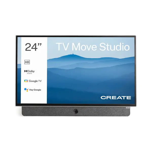 Create / Tv Move Studio / 24' Tragbarer Smart Tv/Mit Akku, Entspiegeltem Bildschirm, Sprachsteuerung, High Definition, Bis Zu 3h Akkulaufzeit, Dolby thumbnail