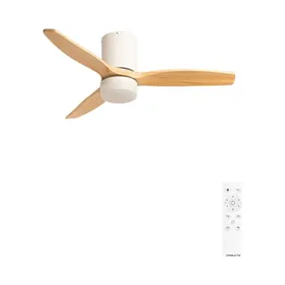 Create / Windcalm S/Deckenventilator Abs Mit Beleuchtung Weiß Hellesholzflügel-Optik Mit Fernbedienung / 40W, Leise, Ø112cm, 6 Geschwindigkeiten, 3