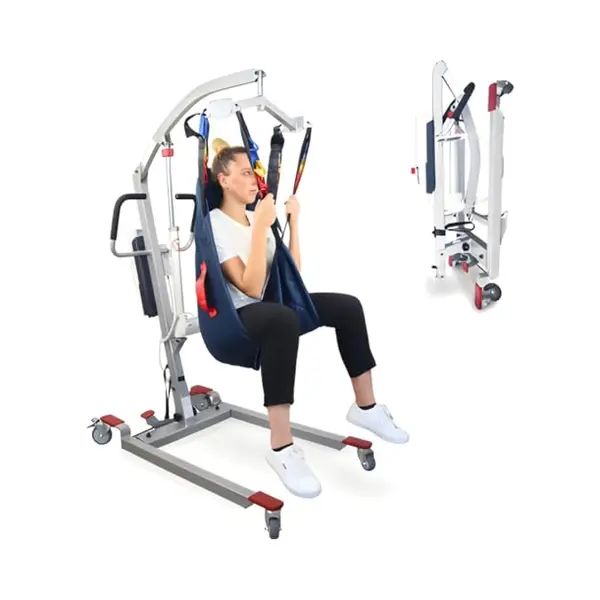 Mobiclinic Fortuna - Passieve Tillift - Patienten Lift - Transferkraan - Bedlift - Inclusief Harnas 4 Haken - Opvouwbaar - Aluminium - 180 Kg thumbnail