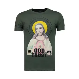 Local Fanatic Jesus - Rhinestone T-shirt - Groen