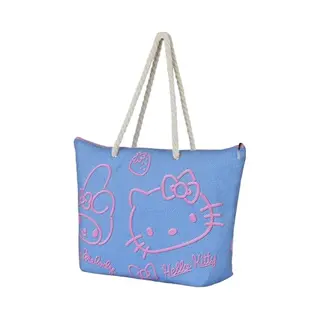 Karactermania - Sanrio - Hello Kitty - Denim - Strandtas Met Rits - Boodschappentas - Blauw