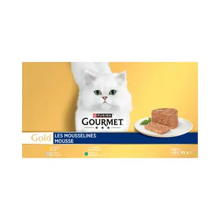 Gourmet Gold Kattenvoer Nat Mousse Multipack Kip&Tonijn&Kalkoen&Konijn 48 X 85 Gr
