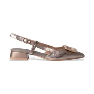 Hispanitas For Woman. HV243349 Bronze Ballerina Flats In Fine Leather (40), 1 To 3 Cm, Buckle, Casual