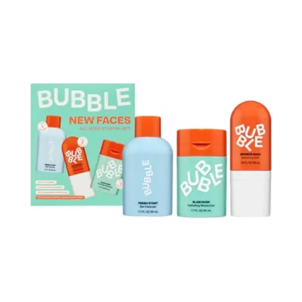 Bubble Skincare New Faces Starterset Voor Alle Leeftijden, Reinigingsgel, Hydraterend, Verfrissende Toning, Complete Huidverzorgingsset Voor Een thumbnail