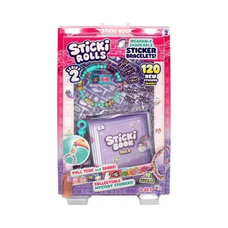 Sky Castle Sticki Rolls Sticki Book Series 2, Wearable & Shareable Sticker Bracelet, 120 Mini Stickers, Bracelet And Sticki Book, Assorted Colours And