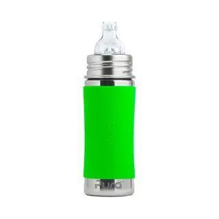 Pura Tuitfles 325 Ml - Tuitbeker - Meegroeiend - Plasticvrij - Vaatwasserbestendig - Inclusief Siliconen Tuit, Reisdop En Sleeve - Groen