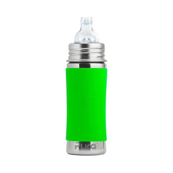 Pura Tuitfles 325 Ml - Tuitbeker - Meegroeiend - Plasticvrij - Vaatwasserbestendig - Inclusief Siliconen Tuit, Reisdop En Sleeve - Groen thumbnail