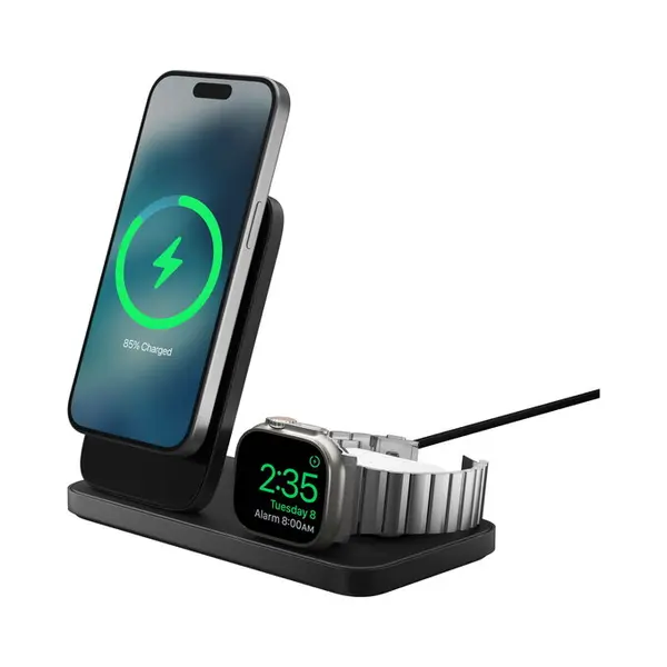 Nomad Stand One Max MagSafe Qi2.2 Draadloze Oplader – Ondersteunt Opladen Tot 25W – Inclusief Apple Watch Snellader – Uitgerust Met Qi Laadplek thumbnail