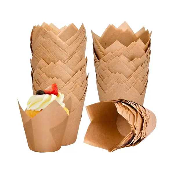 Bakpapier - Muffin Papiertjes Tulpvormige Papieren Bakjes - Taartvormpjes - Geschikt Voor Bakvormpjes - Muffinvormpjes - Standaard Tulpvormige thumbnail