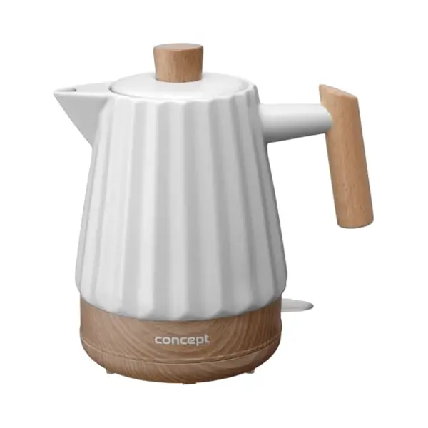 Concept Birdy RK0090 Keramik-Wasserkocher 1, 5 L – Stilvoller Wasserkocher In Weiß Mit Holzdetails | 1500 W | Strix-Technologie, Dreifache thumbnail