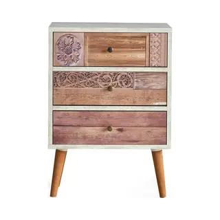 Woody Fashion 854KLN3405 nachtkastje en tafeltje voor naast het bed 3 lade(n) Wit, Hout