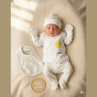 Civil Hello World - 5-delige Newborn Kledingset - Jongens/meisjes - Baby - Newborn Kleding - Newbornset - Babykleding - Babyshower Cadeau - Kraamcadeau