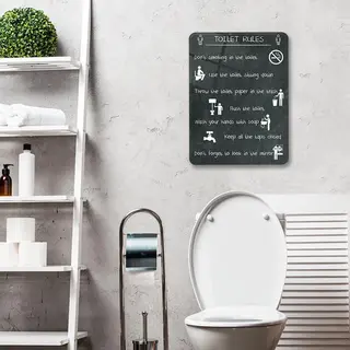 Decorita Toilet Rules Tempered Glazen Wandbord 30cm X 40cm