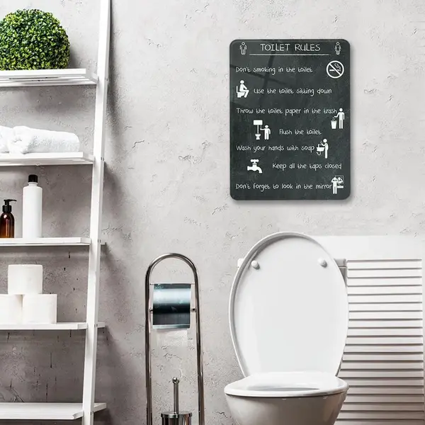 Decorita Toilet Rules Tempered Glazen Wandbord 30cm X 40cm thumbnail