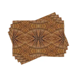 New Bed Tribaal Oosters Psychedelisch Houtpatroon Set Van 4 Placemat Voor Eettafel, Wasbare Stof Met Antislip Achterkant