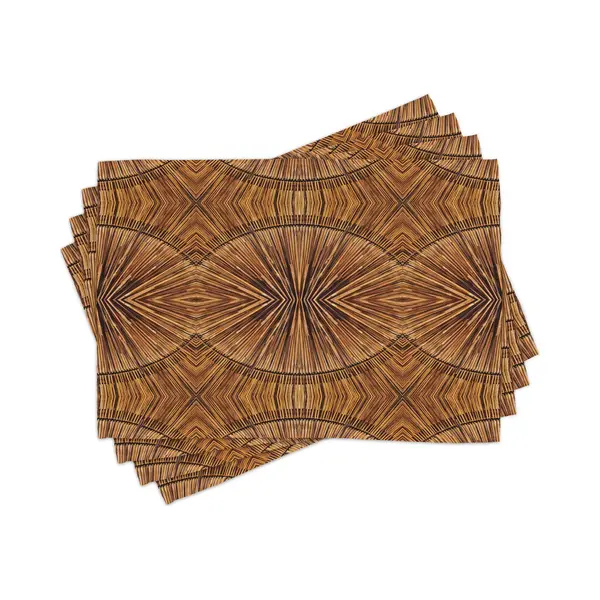 New Bed Tribaal Oosters Psychedelisch Houtpatroon Set Van 4 Placemat Voor Eettafel, Wasbare Stof Met Antislip Achterkant thumbnail