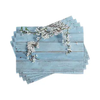New Bed Hout Lentebloemen Takken Kunst Set Van 4 Placemat Voor Eettafel, Wasbare Stof Met Antislip Achterkant