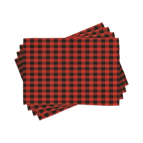 New Bed Ruitpatroon Retro Houthakkersbuffel Set Van 4 Placemat Voor Eettafel, Wasbare Stof Met Antislip Achterkant thumbnail