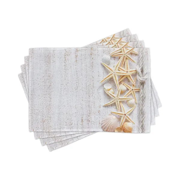 New Bed Oceaan Schelpen En Zeesterren Set Van 4 Placemat Voor Eettafel, Wasbare Stof Met Antislip Achterkant thumbnail