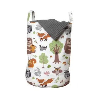 New Bed, Opbergmand Kinderkamer Bosdieren En Bomen, Wasmand Met Dieren Met Handvatten En Koordsluiting, Speelgoedmand Kinderen - Speelgoedkist -
