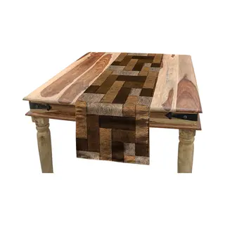 New Bed Chocolade Houten Parketmotief Accent Rechthoekige Tafelrunner, 40cm X 300cm