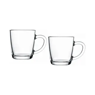 Pasabahce Gläser-Set Basic Glasbecher Mit Henkel, 2-tlg., Glas, 2er Set, 350 ml, Ideal Für Kaffee, Tee & Kakao