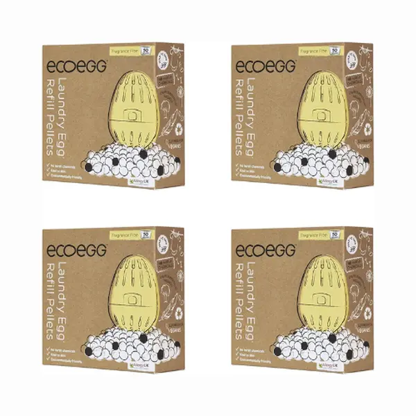 Eco Egg 4 X EcoEgg Wasbal Duurzame Navulpellets - Parfumvrij - Navulbaar - Geld Besparend - 50 Wasbeurten - Hergebruik thumbnail