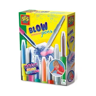 Ses Creative Blow airbrush pens - Magic colour changing - Magic two coloured blow pens, Age 5+