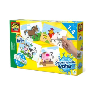 Ses Creative My First - Verven - Kleuren met water - Boerderij dieren - zonder geknoei - inclusief 4 voorbedrukte kaarten en kwast - steeds opnieuw te gebruiken