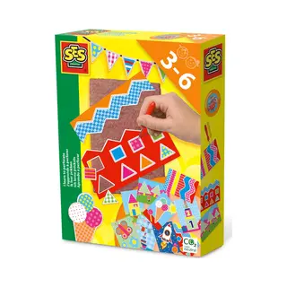 Ses Creative Ik leer prikken - Montessori - prikmatje van vilt, prikpen en 9 verschillende prikkaarten