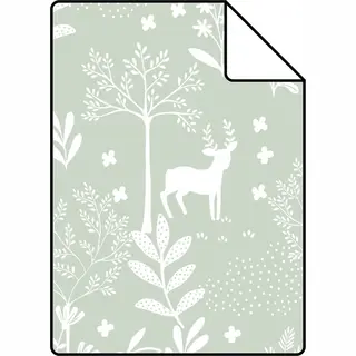 Proefstaal ESTAhome Behang Bos Met Bosdieren Mintgroen - 53 Cm X 10.05 M - 139524-S