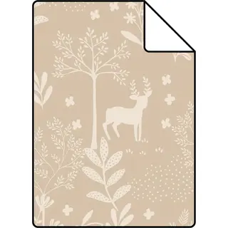 Proefstaal ESTAhome Behang Bos Met Bosdieren Donker Beige - 26, 5 X 21 Cm - 139757-S
