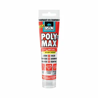 Bison Poly Max Crystal Express Tube 115 Gram - Transparante Montagelijm, Lijmen, Monteren En Afdichten, Unieke Smp Technologie, Oplosmiddelvrij,
