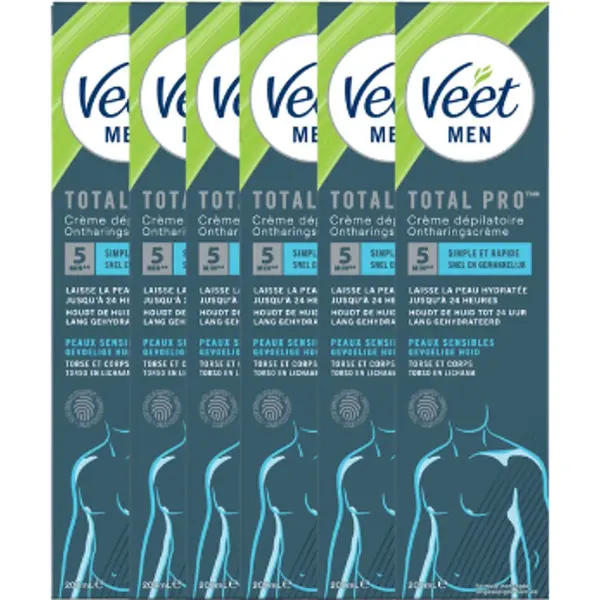 Veet Men - Ontharingscreme - Gevoelige Huid - 200ml X6 - Voordeelverpakking thumbnail