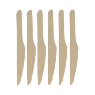 Depa Bbq/verjaardag/camping Bestek - Messen - 20x - Hout - 16 Cm - Eco Friendly/composteerbaar
