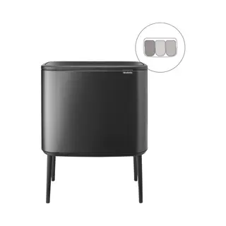 Brabantia Bo Touch Bin - Prullenbak - 3 X 11 Liter - Afvalscheiding - Confident Grey