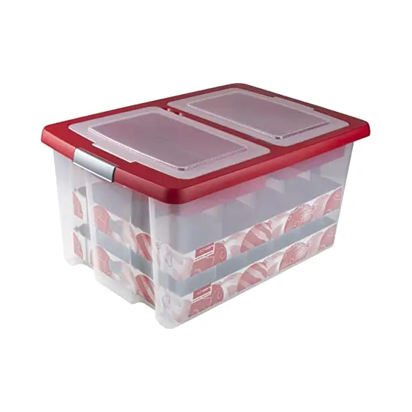 Sunware perfectly organised Sunware Nesta Weihnachtsbox 51 Ltr Mit Tabletts Für 40 Weihnachtskugeln (Ø70-80mm) - Transparent/rot thumbnail