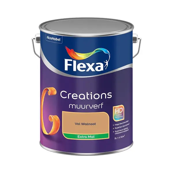 Flexa - Creations Muurverf Extra Mat - Vol Walnoot - Mengverf - 5 L thumbnail