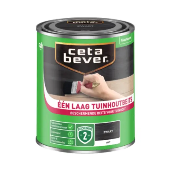 Cetabever Een Laag Tuinbeits - Zwart - 0, 75L thumbnail